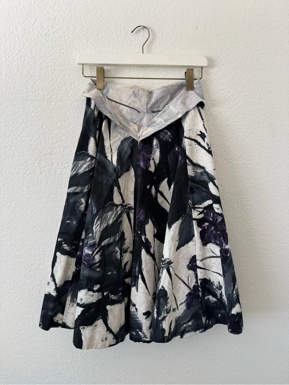 Dries Van Noten Black, White & Purple Floral Circle Skirt - Picture 2 of 4